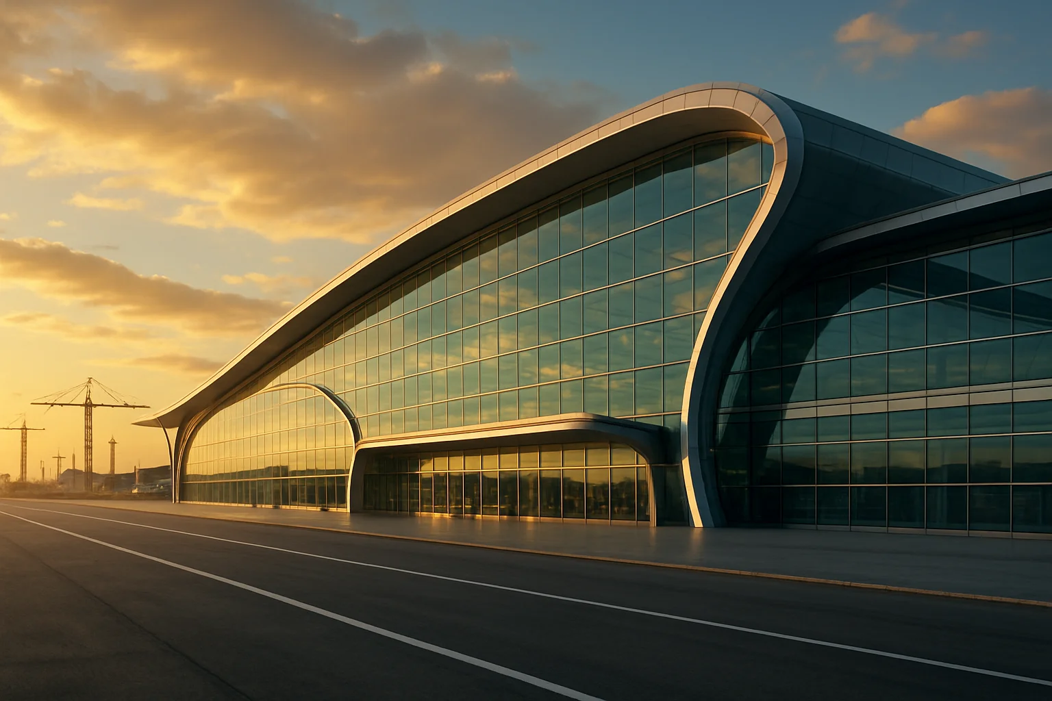 Imagem de um moderno aeroporto brasileiro em expansão com concessões e investimentos, simbolizando progresso nos aeroportos brasileiros