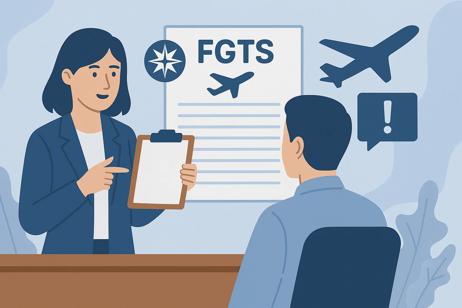 Imagem horizontal 16:9 ilustrando a preocupação do SNA com a lista de credores do FGTS da Varig, destacando o tema SNA cobra lista credores do FGTS.