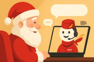 Imagem de capa representando Iberia lança chat com Papai Noel por IA, com tema de aviação e Natal