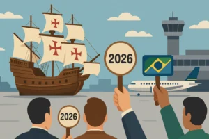 Imagem representando o Galeão vai leilão 2026, com elementos visuais que sugerem o evento e participação Infraero.