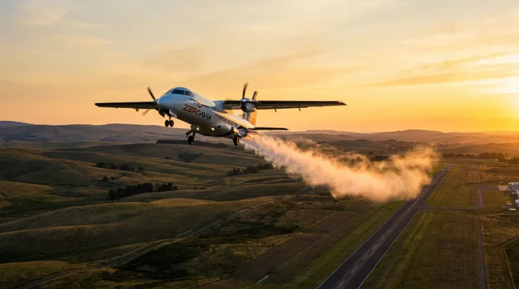 Imagem de capa horizontal 16:9 representando ZeroAvia garante 2 anos com foco em propulsão a hidrogênio