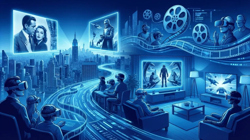 Imagem de capa horizontal 16:9 representando azul, consumo de entretenimento em 2025, com foco na preferência por filmes de azul consumo entretenimento 2025