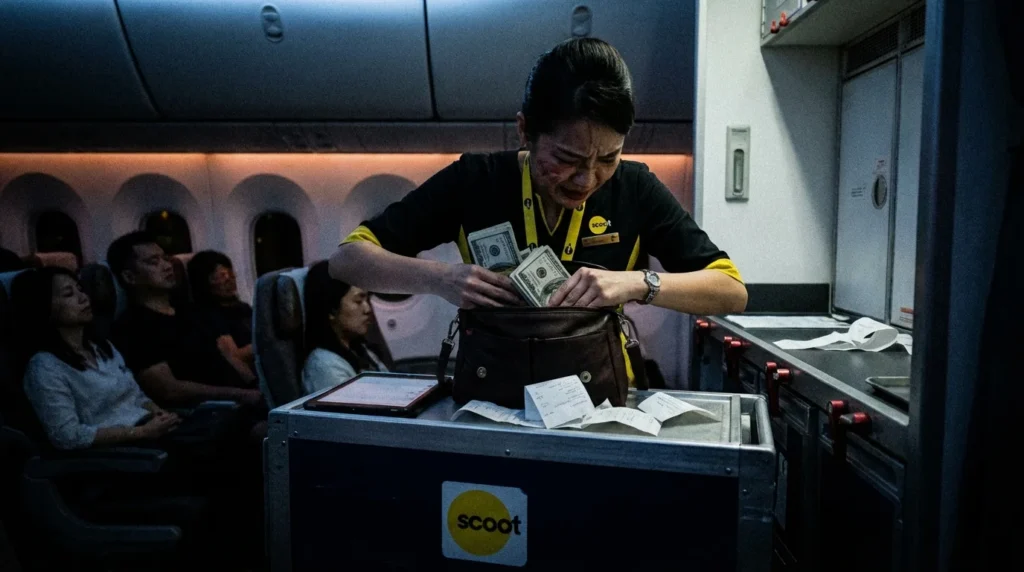 Imagem de capa representando Scoot comissário confessa desvio, destacando o tema do desvio de US$31 mil das vendas a bordo